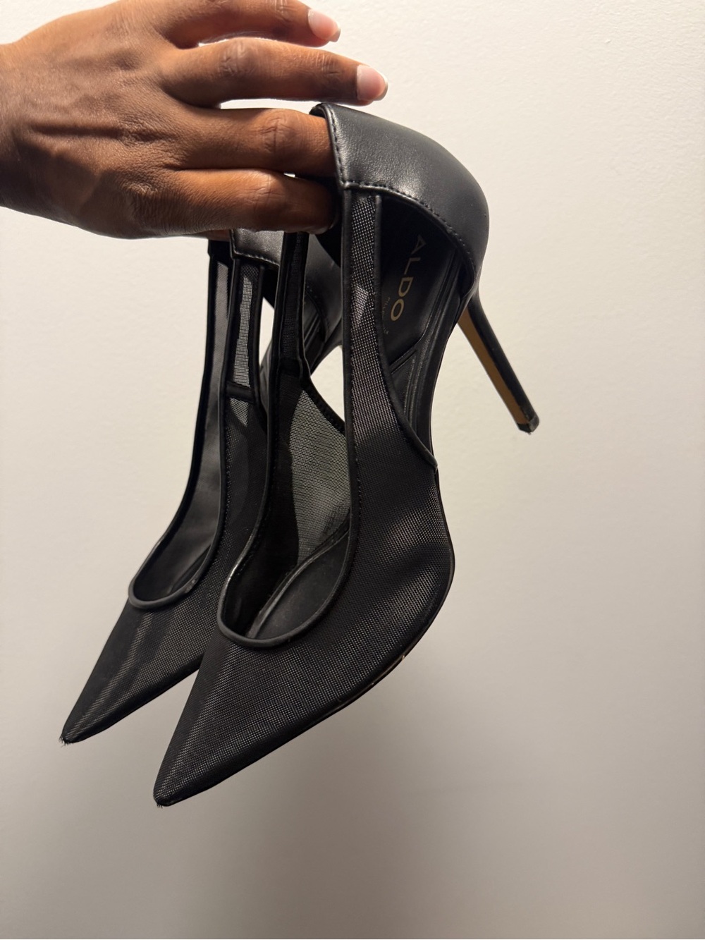 ALDO Black Pointed Mesh Stiletto Heels